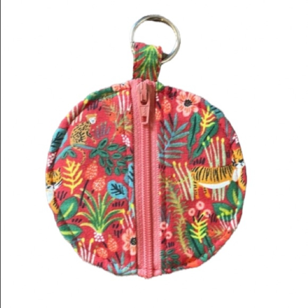 🐆 Jungle pattern coin purse keychain handmade with adorable tigers